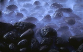 Pebbles, water, dawn HD wallpaper