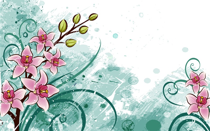 Pink flowers, vector pictures Wallpapers Pictures Photos Images