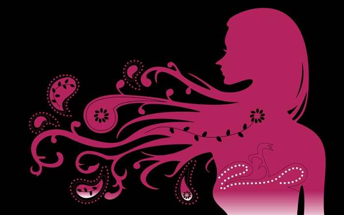 Pink style girl, hair flying, vector creative design Wallpapers Pictures Photos Images
