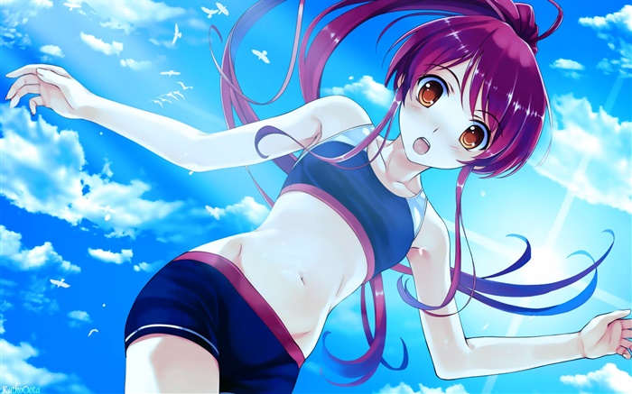 Purple long hair anime girl Wallpapers Pictures Photos Images