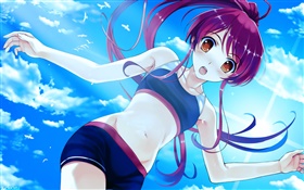 Purple long hair anime girl HD wallpaper