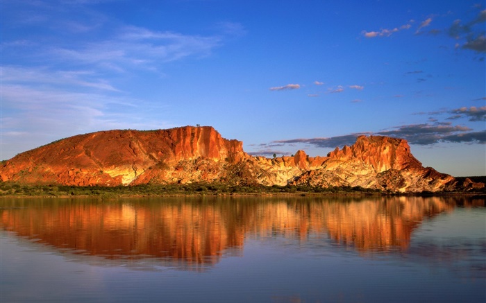 Rock mountains, lake, water reflection, Australia Wallpapers Pictures Photos Images