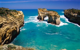 Sea, coast, rocks, Australia HD wallpaper