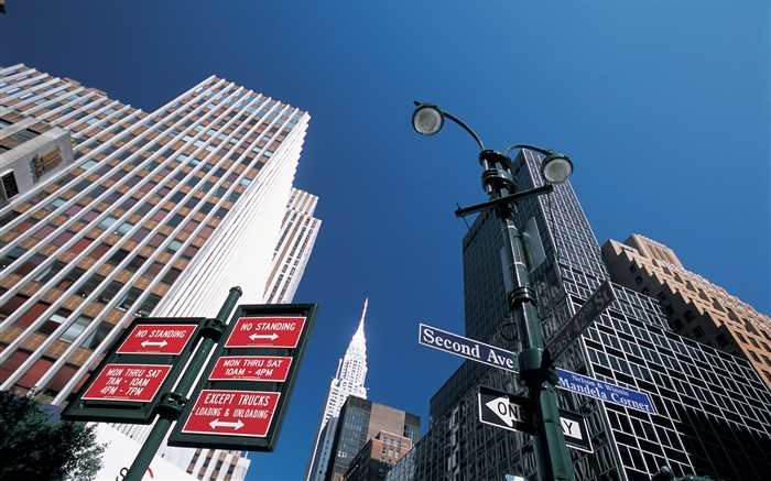 Signpost, skyscrapers, New York, USA Wallpapers Pictures Photos Images