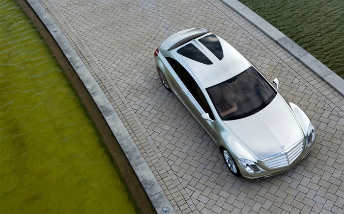 Silver Mercedes-Benz car top view Wallpapers Pictures Photos Images