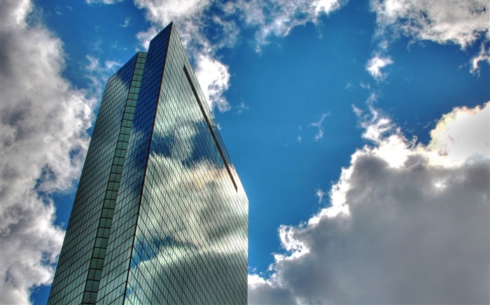 Skyscrapers, clouds, blue sky Wallpapers Pictures Photos Images