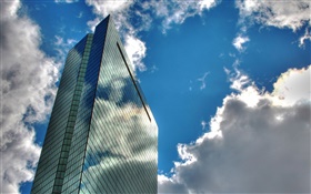Skyscrapers, clouds, blue sky HD wallpaper