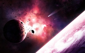 Space, planets, stars, meteorites HD wallpaper