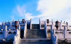 Stairs, clouds, Beijing Forbidden City HD wallpaper