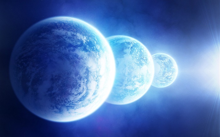 Three blue planets Wallpapers Pictures Photos Images