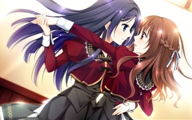 Two anime girls dance HD wallpaper