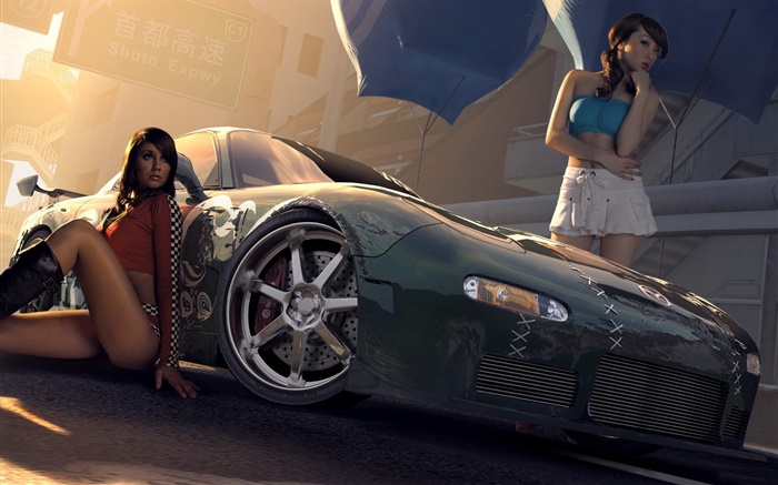 Two girls with Mazda car Wallpapers Pictures Photos Images
