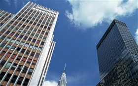 USA, New York City, buildings, view top, clouds