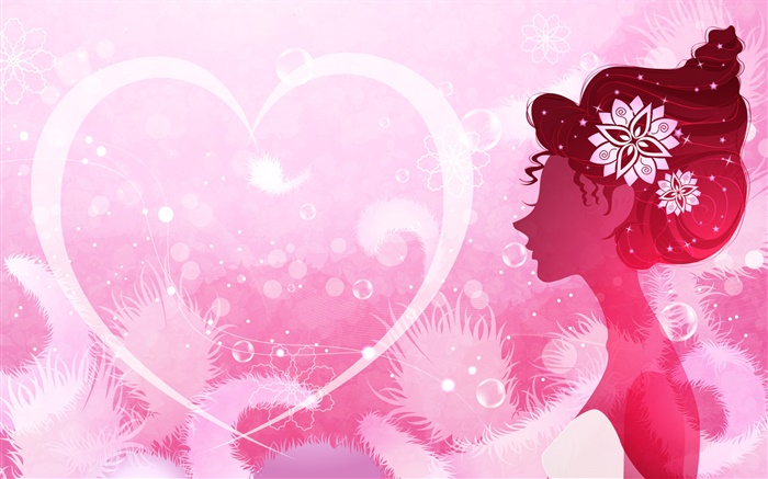 Vector design girl, pink style, love heart Wallpapers Pictures Photos Images