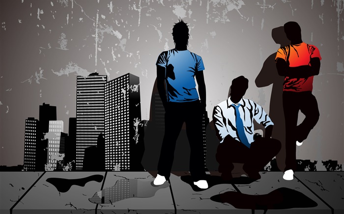 Vector design, young boys, city Wallpapers Pictures Photos Images