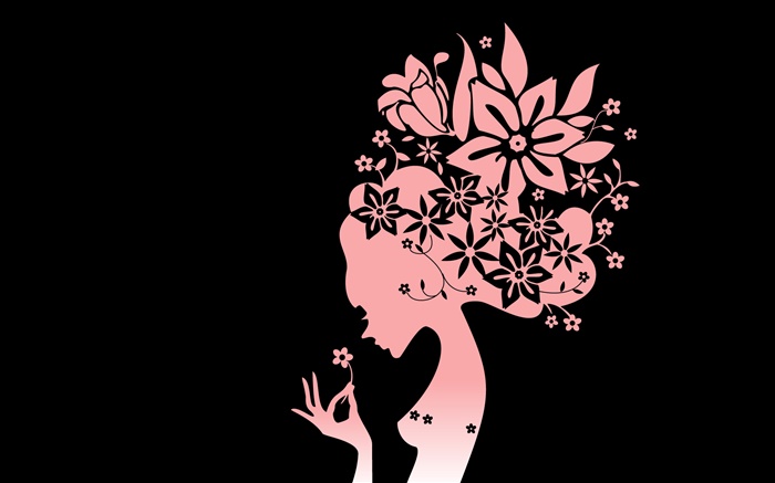 Vector girl, hair, flowers, sexy Wallpapers Pictures Photos Images