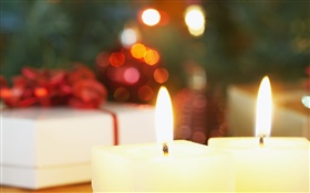 Warm candle lights, Merry Christmas HD wallpaper