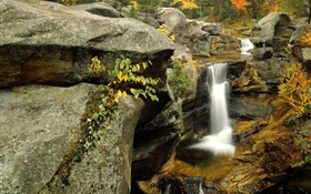 Waterfall, rocks, autumn HD wallpaper