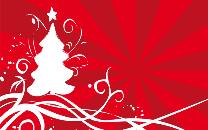 White Christmas tree, red background, vector Wallpapers Pictures Photos Images