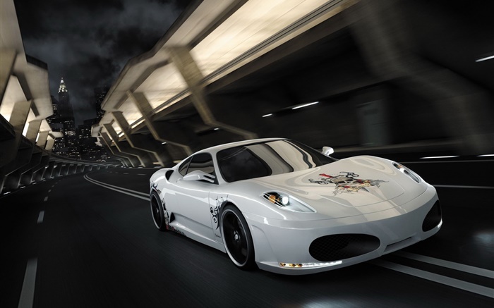 White Ferrari F430 supercar speed Wallpapers Pictures Photos Images