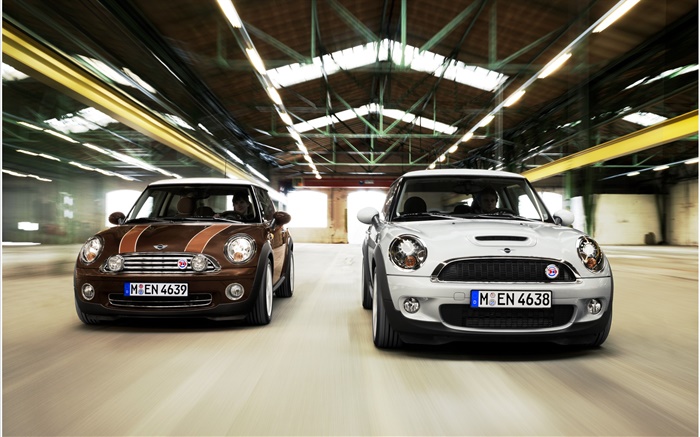 White and brown MINI cars Wallpapers Pictures Photos Images