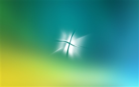 Windows logo, glare, green and blue background HD wallpaper