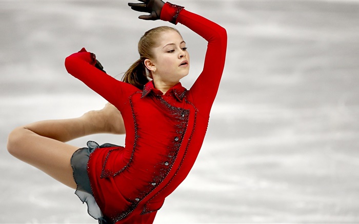 Yulia Lipnitskaya, figure skating, red dress Wallpapers Pictures Photos Images