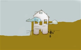 Creative pictures, house in the earth