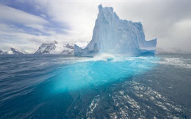 Iceberg, blue sea, frost, water