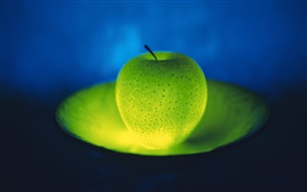Light fruit, green apple in the plate HD wallpaper