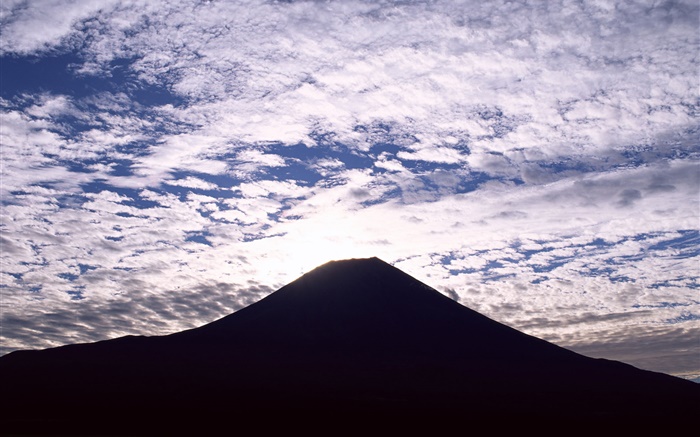 Mount Fuji, Japan, silhouette, clouds, dusk Wallpapers Pictures Photos Images
