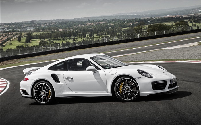 Porsche 911 Turbo S white coupe side view Wallpapers Pictures Photos Images