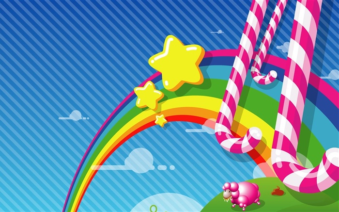 Rainbow, stars, candy, vector pictures Wallpapers Pictures Photos Images