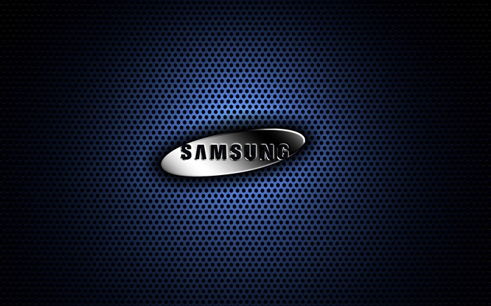 Samsung metal logo, blue background Wallpapers Pictures Photos Images