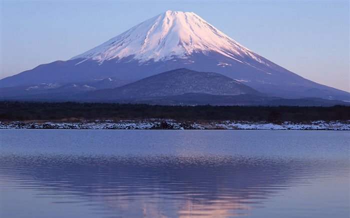 Sea, water reflection, Mount Fuji, Japan Wallpapers Pictures Photos Images