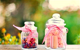 Sweet food, candy, jars