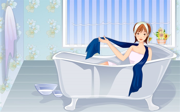 Vector girl ready to bath Wallpapers Pictures Photos Images