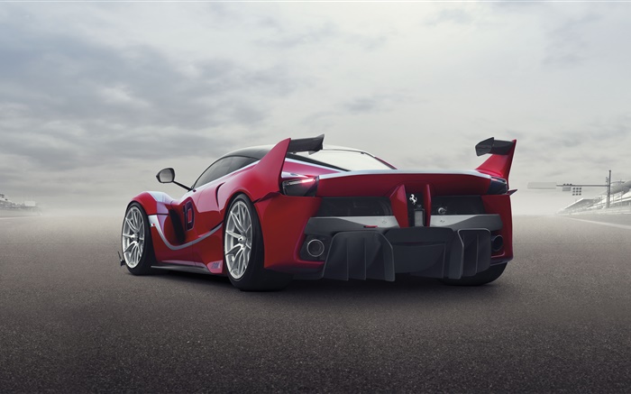 Ferrari FXX K red supercar rear view Wallpapers Pictures Photos Images