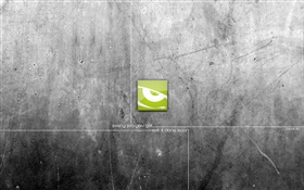 Green logo, gray background, creative design HD wallpaper