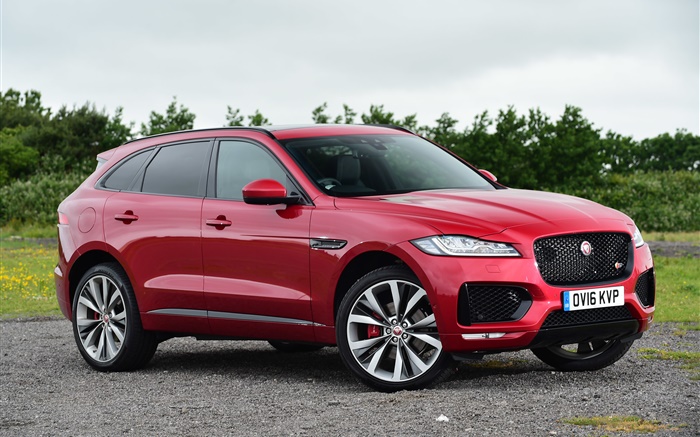Jaguar F-Pace SUV, red color Wallpapers Pictures Photos Images