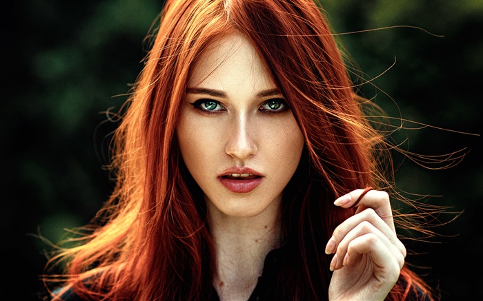 Lovely red hair girl, blue eyes Wallpapers Pictures Photos Images