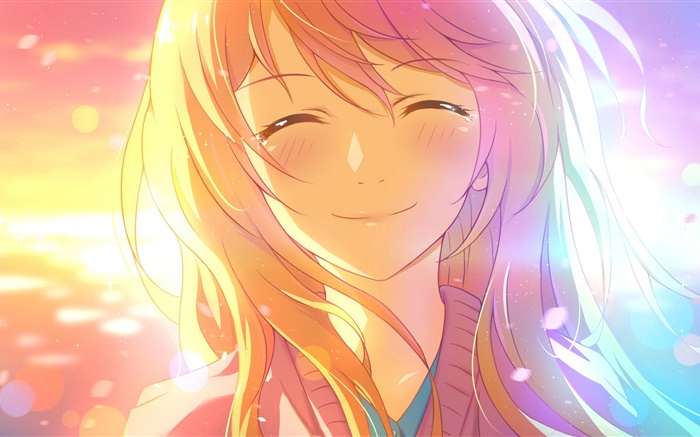 Smile anime girl under sun Wallpapers Pictures Photos Images
