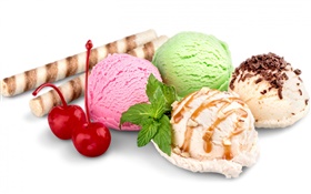 Summer sweet food, ice cream balls HD wallpaper