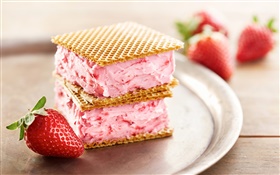 Sweet food, ice cream, strawberry HD wallpaper