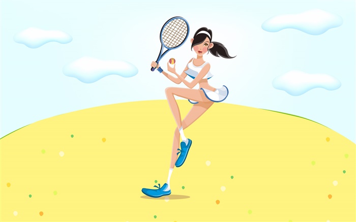 Vector girl playing tennis Wallpapers Pictures Photos Images