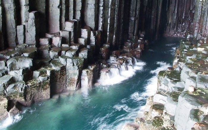 Fingal's Cave, water, rocks Wallpapers Pictures Photos Images