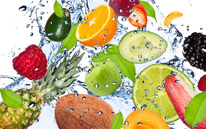 Different kinds of fruits in the water Wallpapers Pictures Photos Images