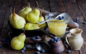 Pears, blueberries HD wallpaper