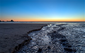 Indian Beach, dusk, sea, Oregon, USA HD wallpaper