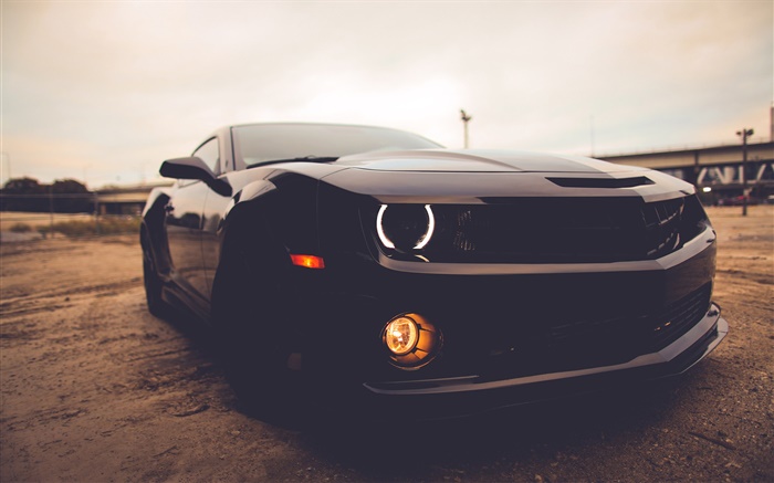 Chevrolet Camaro SS black car front view Wallpapers Pictures Photos Images